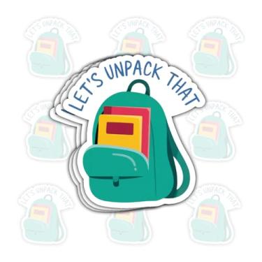 Imagem de Adesivo de mochila Let's Unpack That School Social Worker com citação engraçada de aconselhamento para professores, pais, estudantes, conselheiros, laptop, caderno, garrafa de água, fichário, carro