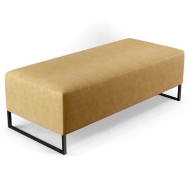 Imagem de Puff Decorativo Sala de Estar Bali W01 Base Ferro 120x50 cm Couríssimo Fendi - Lyam Decor