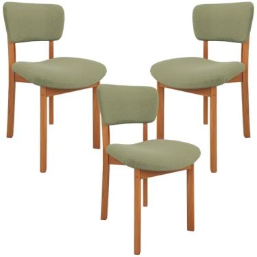 Imagem de Kit 03 Cadeiras Para Sala de Jantar Cozinha Living Estofada Dara L02 Bouclê Oliva - Lyam Decor