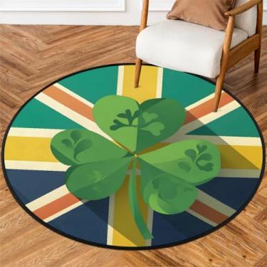 Imagem de Tapete redondo pequeno de 1,5 m para o dia de São Patrício, tapete circular antiderrapante, lavável, tapete circular para quarto, sala de estar, berçário, cozinha, banheiro, entrada, decoração de casa