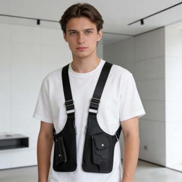 Imagem de Bolsa tiracolo vintage, bolsa de axila de ombro duplo com alças ajustáveis, design moderno com vários bolsos para uso diário, viagens e atividades ao ar livre