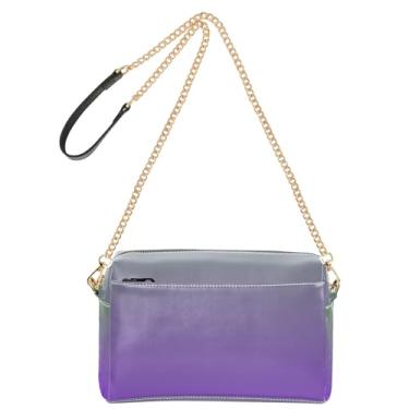 Imagem de Joitme Bolsa feminina transversal dinossauro verde azul violeta gradiente bolsa de ombro de couro PU com alça de corrente