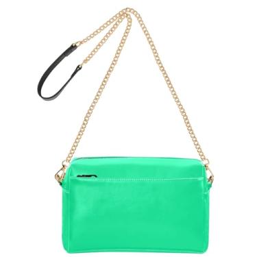 Imagem de Joitme Bolsa feminina transversal para celular bolsa de ombro de couro PU verde primavera com alça de corrente