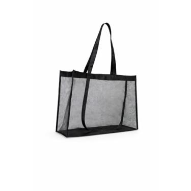 Imagem de Bolsa Sacola Praia Transparente Grande Feminina Para Passeio (Preto)