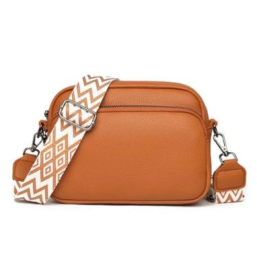 Imagem de Bolsas femininas pequenas de couro vegano, bolsas de ombro, Marrom, Bolsas transversais