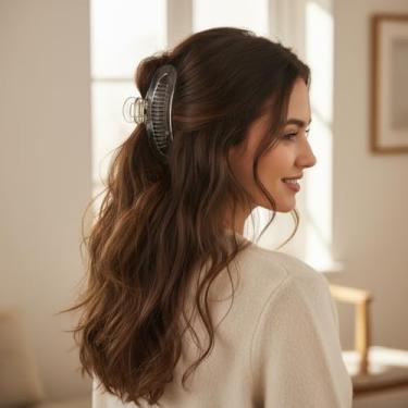 Imagem de Pente de cabelo com clipe de banana extragrande, clipes de banana clássicos para cabelos grossos, suporte de rabo de cavalo, clipes de estilo interligados