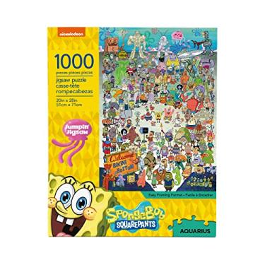 Imagem de Aquarius Quebra-cabeças de esponja Bob (1000 peças), produto oficial de esponja e colecionáveis, livre de brilho, ajuste de precisão, praticamente sem pó - 50 x 60 cm