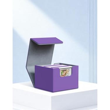 Imagem de Deck Box for MTG Commander Holds 100+ Single Sleeved Cards, Magnetic Trading Card Storage Box for TCG CCG Magic Game Cards(Purple&Gray)