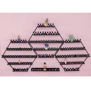 Imagem de Prateleiras de metal montadas na parede para armazenamento de esmaltes flutuantes, prateleiras de metal para esmalte de unhas, suporte de exibição de cola de esmalte montado na parede, prateleira de