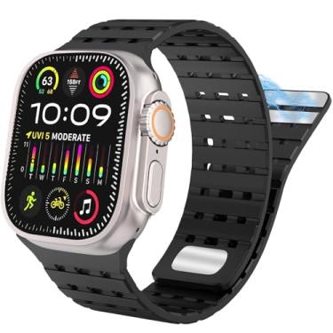 Imagem de BKUANE Pulseira de silicone magnética esportiva para Apple Watch SE SE2 e séries 9/8/7/6/5/4 Ultra 2/Ultra de 49 mm, 45 mm, 44 mm e 42 mm, 49/45/44/42mm, Ágata