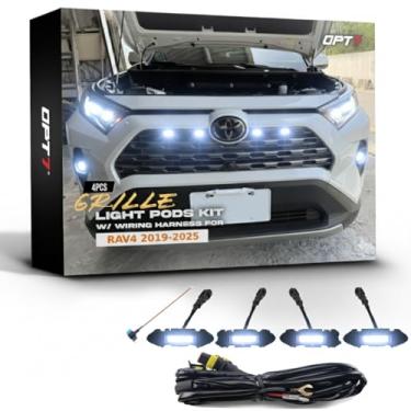 Imagem de OPT7 4 peças de luzes LED brancas para RAV4 2019, 2020, 2021, 2022, 2023, 2024, 2025, com chicote de fios e torneira de fusível, luz frontal para churrasqueira, acessórios de caminhão DRL