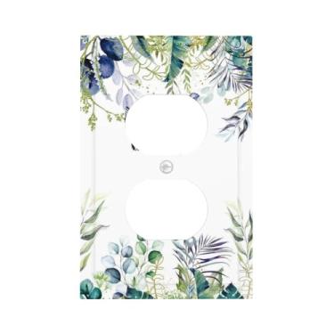 Imagem de Nadoabtm Capas de tomada em aquarela, folhas tropicais e beija-flor, 1 gangue, frente e verso, placa decorativa para interruptor de luz para decoração de cabine de sala de estar