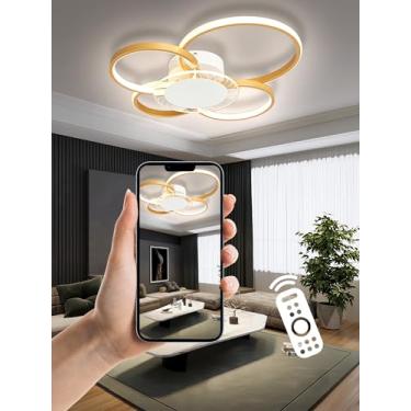 Imagem de Luminária de teto LED com design moderno e minimalista, controle inteligente por controle remoto, intensidade de luz infinitamente ajustável, ideal para sala de estar, quarto e sala de janta