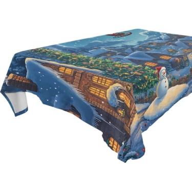 Imagem de Blueangle Toalha de mesa noturna de Natal – Toalha de mesa retangular de poliéster impermeável e resistente a manchas para ambientes internos e externos, 137 x 182 cm (206)