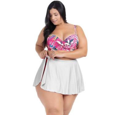 Imagem de Saída de Praia Feminina Saia Curta Rodada Abotoador Lateral Moda Praia