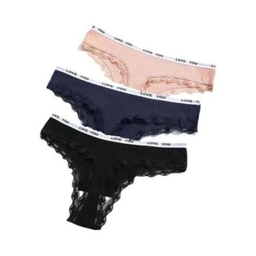 Imagem de Tanga De Renda De Cintura Baixa Para Mulheres, Calcinhas De Algodão 3 