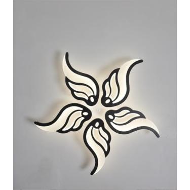 Imagem de Luminária de teto LED moderna e regulável com controle remoto para sala de estar, quarto e sala de jantar. Iluminação embutida para ambientes internos (preta, 5 lâmpadas).
