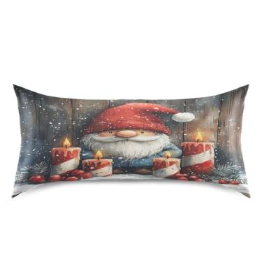 Imagem de Blueangle Linda fronha de cetim gnomo para cabelo e pele, fronha de seda, tamanho king (50,8 x 101,6 cm) - Capas de almofada de cetim refrescantes com fecho de envelope (397)