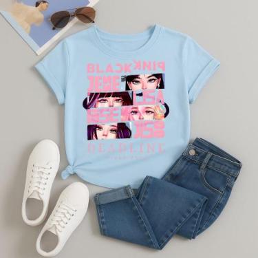 Imagem de Camiseta 100% Algodão Estampada Blackpink Quadrinhos 613 Look Estiloso
