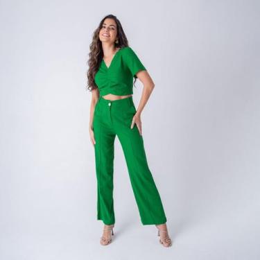 Imagem de Conjunto susie cropped e pantalona feminino - Susie Modas, Verde, P, 1