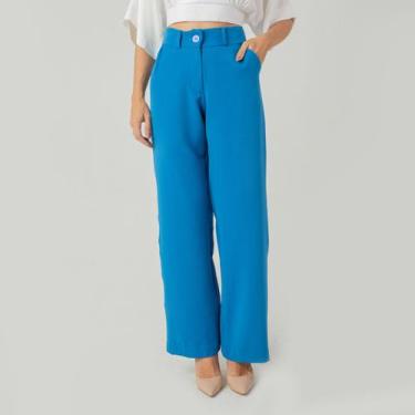 Imagem de Calça susie pantalona alfaiataria feminina - Susie Modas, Azul, G
