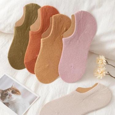 Imagem de Meias Femininas Invisivel Feminino Algodão Coloridas Invisiveis Kit 12