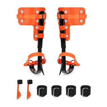 Imagem de Conjunto de pontas de escalada em árvores, capacidade de carga de 158 kg, 1 par com tiras e protetores de pontas, equipamento arborista para trabalho em árvores, ferramentas de lenhador (conjunto de