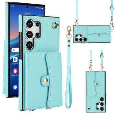 Imagem de Capa carteira para Samsung Galaxy S25 Ultra com compartimentos para cartões e proteção RFID, capa fólio de couro fina com alça de pulso, suporte e proteção total contra quedas para mulheres e homens