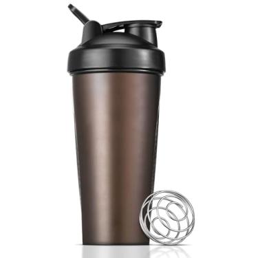 Imagem de VANDISELL Garrafas de suco portáteis com bola de batedor de aço inoxidável, garrafa agitadora esportiva