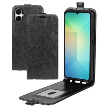 Imagem de XZDWH Capa de telefone para Samsung Galaxy A06 5G, capa flip vertical fina de couro PU capa protetora com fecho magnético com slot para cartão para Samsung Galaxy A06 5G (preto)