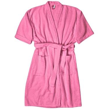 Imagem de Roupão de Banho Unissex 100% Algodão Atoalhado – Tamanho Único 38-48, Seca Bem para Piscina, Natação, Judo e Casa (ROSA IPE MARAVILHA,UNICO - VESTE 38 AO 48)