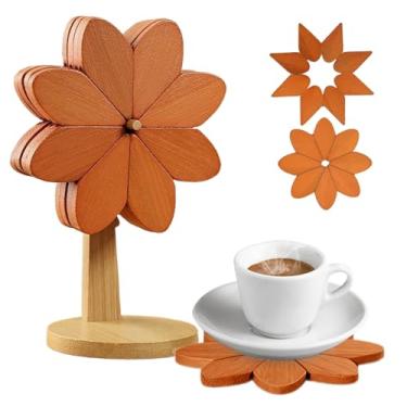 Imagem de Conjunto De Trivetes De,Resistente Ao Calor Natural Com Suporte - Protetores De Calor De Moinho De Para Cozinha - Para Decoração Doméstica Mesa Escritório Café Caneca Panelas