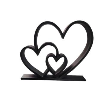 Imagem de A escultura preta em forma de coração é adequada para salas de estar, quartos, escritórios e qualquer outro espaço, tornando-a a peça decorativa perfeita para aniversários, aniversários de casamento e