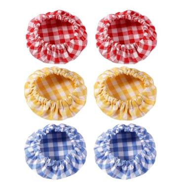 Imagem de SQXBK 6 peças 8 a 10 cm poliéster algodão capa de poeira reutilizável lavável na máquina capa de pano de fermentação adequada para assar e tampar caddies de chá