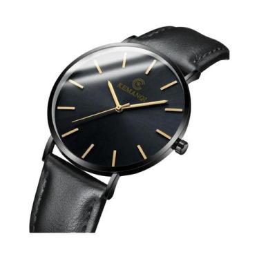 Imagem de Relógio De Pulso Masculino De Luxo Ultra Fino Em Couro Quartz KEMANQI,