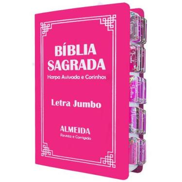 Imagem de Bíblia Sagrada Letra Jumbo ARC Capa PU Flexível Pink com Índice Abas A