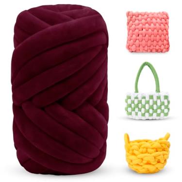 Imagem de LEREATI Fio grosso grosso para tricô de braço fio de tubo jumbo macio e grosso, fio de veludo para bolsas de crochê, tricô manual, tapetes de cama para animais de estimação, travesseiros, artesanato