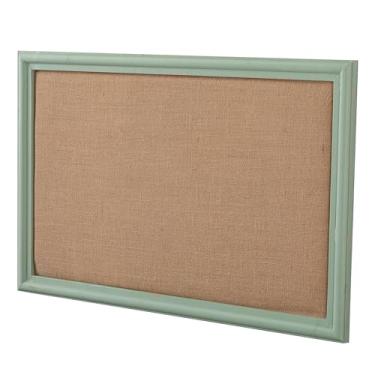 Imagem de SOFE Quadro de avisos decorativo de linho, moldura de madeira verde, 58,4 x 91,4 cm, quadro organizador de quadro de escritório, quadro de pinos para foto, quadro de exibição para escola, casa, quadro
