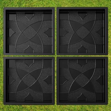 Imagem de Betonex 4 peças de plástico ABS 2 mm molde de cimento - molde de pavimentação reutilizável - casting Pathmaker Garden Pathmate pavimento pré-moldado moldes e formas de concreto passarela