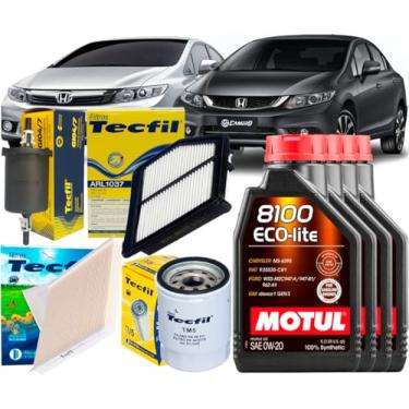 Imagem de Kit Revisão e Troca de Óleo Honda Civic 1.8 e 2.0 16v 2012 2013 2014 2015 2016