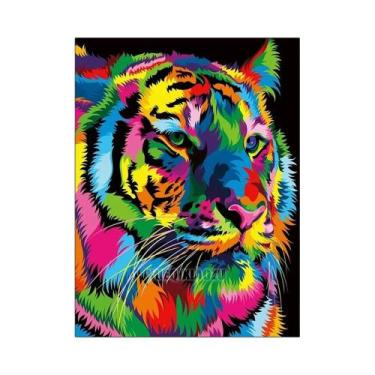 Imagem de Kit De Pintura Em Diamante 5D DIY Com Gato Leão E Tigre, Pedras Redond