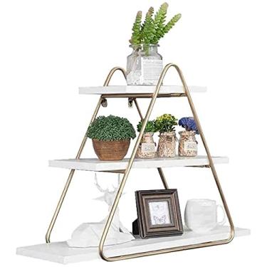 Imagem de Prateleiras de canto para decoração de parede prateleira poligonal prateleira de pendurar na parede com suportes de metal para sala de estar, quarto, banheiro, cozinha, escritório, decoração, etc