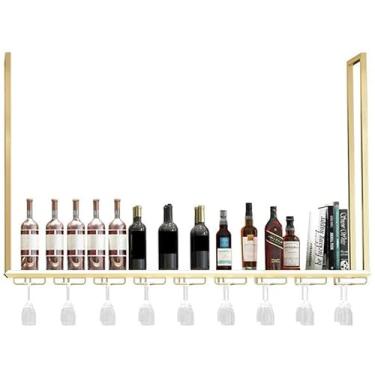Imagem de HHHJQFAAT Rack de vinho para pendurar bar armário de vinho, rack de armazenamento decorativo, gancho de bar, suporte de copo de vinho de cabeça para baixo/80 x 35 cm (60 x 35 cm)