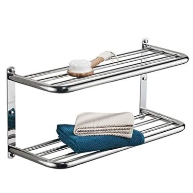 Imagem de 3FLQOOPP Suporte de toalha de parede de aço inoxidável 304 com organizador de chuveiro suporte de toalha para banheiro (uma cor 37,5 cm)