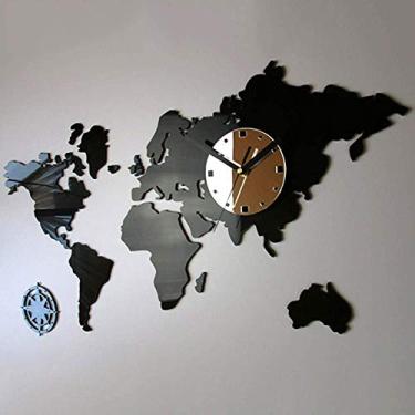 Imagem de U5GAAALPPQ9 Relógio de parede criativo, relógio de parede com mapa-múndi de acrílico, mudo/simples/estilo moderno/design de arte de mapa do mundo, grande/sala de estar/jantar/quarto, presente