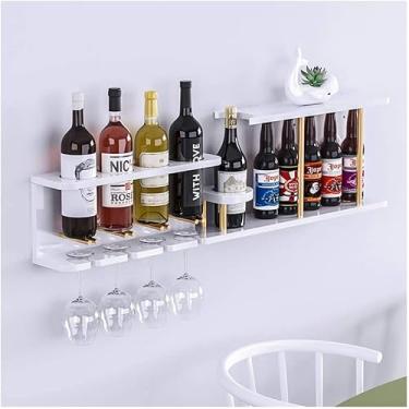 Imagem de HHHJQFAAT Rack de vinho pendurado - rack de copo de restaurante, pendurar na parede de cabeça para baixo, suporte de parede de sala de estar, suporte de parede de armário de vinho, rack de vinho/a (A)