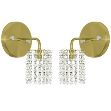 Imagem de Kit 2 Arandela de Cristal Legitimo Clearcast Redonda Dourado - MARRYLU