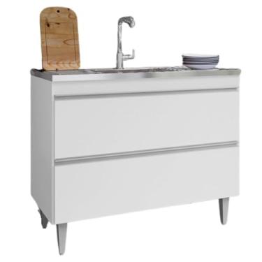 Imagem de Balcao Para Pia 2 Portas Esmeralda 100 cm Branco Eratto Moveis