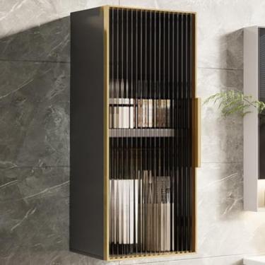 Imagem de Armário de armazenamento moderno de alumínio montado na parede - organizador versátil sobre o vaso sanitário para banheiro, cozinha e sala de jantar - Armário de remédios de metal elegante e