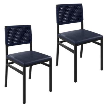 Imagem de Kit 2 Cadeiras para Sala de Jantar com Encosto em Corda Náutica Madri 